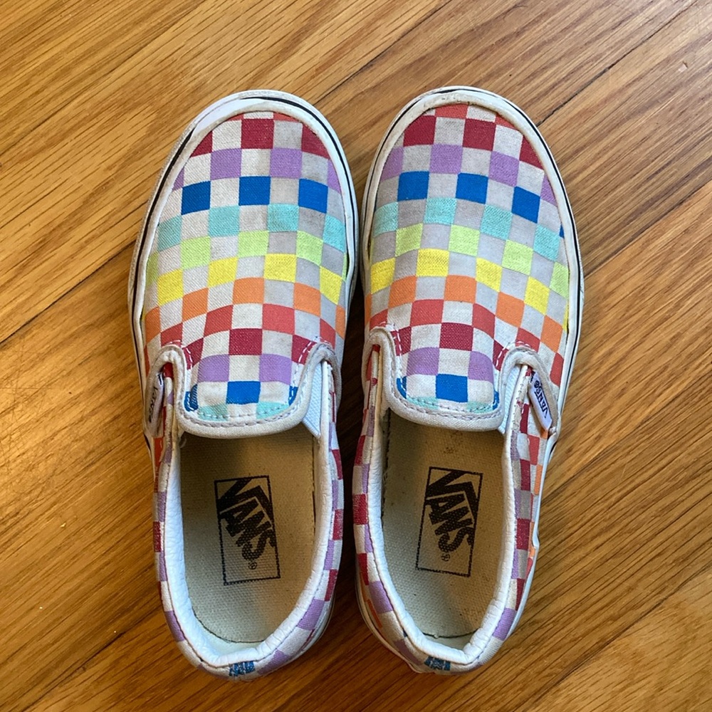 Vans Kids Colorful Checkerboard Slip-On Sneakers